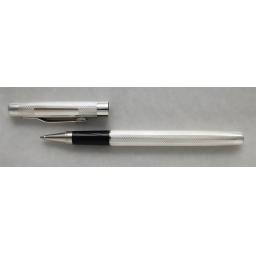 The William Manton Sterling Silver Roller Ball Pen with Barley Engine Turned Pattern or Plain