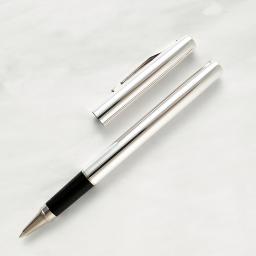 The William Manton Sterling Silver Roller Ball Pen with Barley Engine Turned Pattern or Plain